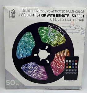USB LED Strip Lights 50ft  RGB Room Light with Remote Smart Home sound activated - Picture 1 of 3
