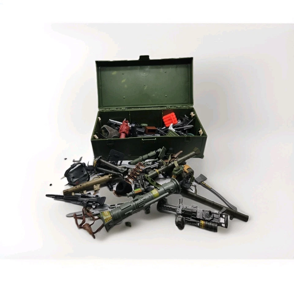 Vintage GI Joe Army Footlocker Storage Box, Rope Handles 1997 W/ Extras......137 - Image 1 of 4