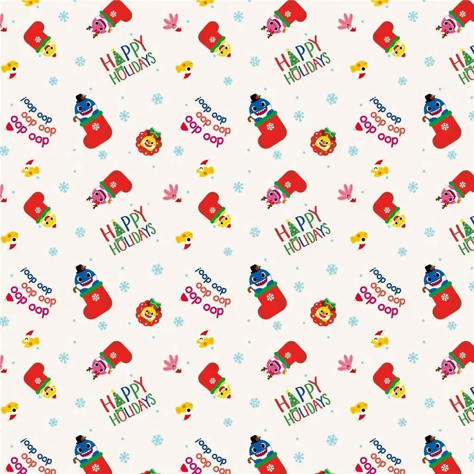 One Roll of BABY SHARK Happy Holidays wrapping paper gift wrap 50 Sq ft NIP - Image 1 of 1