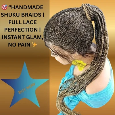 Peluca trenzada Ombre Shuku | Updo y cola de caballo con cordones completos | Hecha a mano, larga, 32" nueva con etiquetas Foto 1 de 4