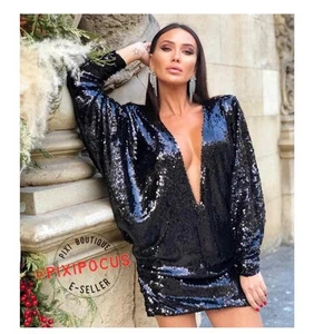 Neu mit Etikett Zara SS21 SCHWARZ MEHRERE POSITION PAILLETTEN KLEID 9625/893 Größe Small - Bild 1 von 17