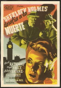 1947 ESPAÑOL Mini Póster SHERLOCK HOLMES FACES DEATH - Imagen 1 de 2