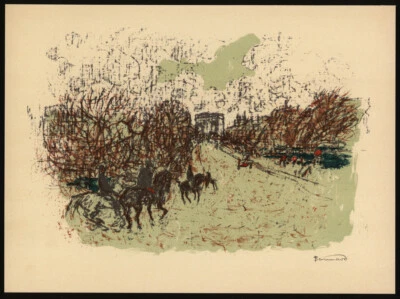 Firmada a mano por Pierre Bonnard, litografía original “Arco del Triunfo”, con certificado de autenticidad. Foto 1 de 4