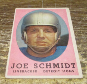 1958 Topps Joe Schmidt #3 vintage Football card - Detroit Lions - HOF