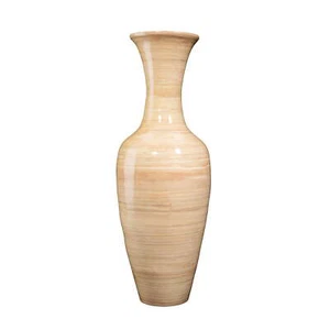 Handcrafted 28” Tall Natural Bamboo Vase Decorative Floor Vase Office Home - Picture 1 of 5