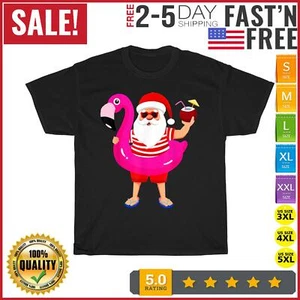 Christmas In July Santa Hawaii Sunglasses Flamingo Gifts T Shirt Men Women New - Picture 1 of 9