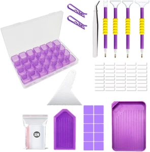 46PCS DIY Diamond Painting Tools Kit Multiple Sizes Pens GlueTweezers StorageBox - Picture 1 of 12