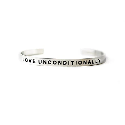 Bracelete de punho AMOR INCONDICIONALMENTE presente de aço inoxidável | Ajustável 1 tamanho NOVO - Imagem 1 de 2