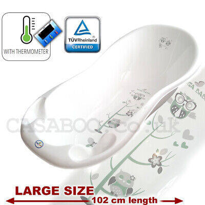 Large Baby Bath Baby Tub With Thermomether -102cm Long  White Owl Collection IML • 24.99£