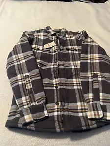 New Mens Red Head Sherpa Lined Green, Tan, White Plaid Long Sleeve Shirt Small - Picture 1 of 8