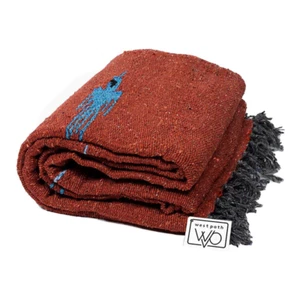 Mexican Yoga Blanket Rust Red Orange Amber Thunderbird Serape Falsa Throw XL New - Picture 1 of 3