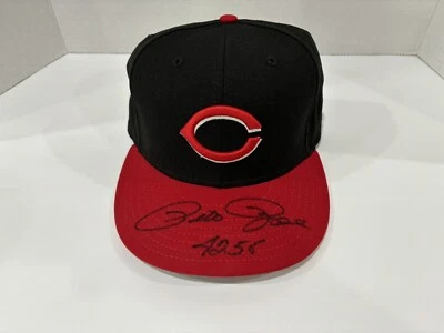 Pete Rose Auto Inscribed Cincinnati Reds New Era 59/50 7 3/8 Cap Hat No COA - Image 1 of 4