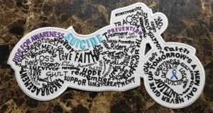 Embroidered Suicide Prevention Bike 5.25 x 9.5" Back Patch - Picture 1 of 3