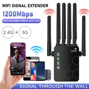 1200Mbps WiFi Repeater,Dual Band 2.4G &5G Wireless Range Extender,Signal Booster - Picture 1 of 20