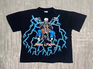 Vintage AMERICAN THUNDER Death Rider Blaubeleuchtung Motorrad Bike Shirt USED XL - Bild 1 von 17