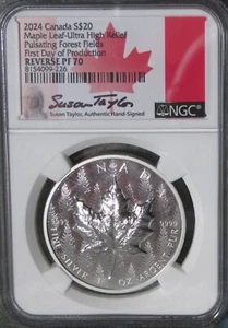 2024 Canada $20 Maple Leaf UHR Pulsating Forest NGC Reverse Pf 70 Signed #550 - Picture 1 of 4