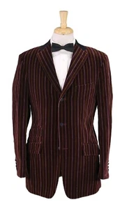 Dunhill Zegna Burgundy Striped Velvet Boating Equestrian Riding Blazer Jaket 40L - Picture 1 of 9