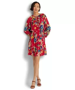 Ralph Lauren Women's Floral Tiered Fit & Flare Floral Dress Pink Size 14 12548 - Picture 1 of 3