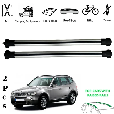 Compatible w/ BMW X3 E83 2003-2010 Roof Rack Cross Bars Gear Carrier Bars GRAY - Image 1 of 4
