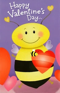 Bonita Tarjeta del Día de San Valentín PARA NIÑO Linda Abeja Feliz de American Greetings + Sobre - Imagen 1 de 4