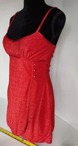 90's Fredericks of Hollywood dress women's Medium M Red glitter sexy short - Picture 1 of 15