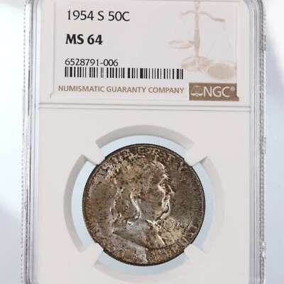 1954-S Franklin 50C NGC Certified MS64 - Image 1 of 4