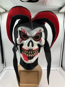 Adult Size Evil Jester Clown Mask Rubber Fabric Cosplay Halloween - Picture 1 of 9
