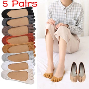 5 Pairs Women Five Finger Toe Socks Invisible Nonslip Ankle No Show Low Cut Sock - Picture 1 of 21
