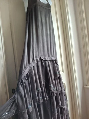 Maxi Vestido All Saints Eider UK12 Seda Envejecido Volantes Lavado Ácido Boho De Colección  Foto 1 de 4