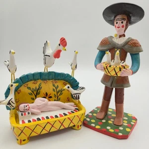 OLARIA ALELUIA ESTREMOZ PORTUGAL Estatuillas de Arcilla Hechas a Mano Gallo Arte Popular De Colección - Imagen 1 de 7