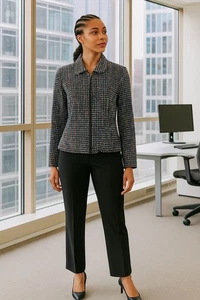 Christopher & Banks Tweed Sakko M Mehrfarbig Reißverschluss Frontkragen Business Chic - Bild 1 von 11