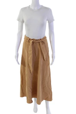 Falda midi acampanada con cinturón forrado con cierre de gancho DKNY para mujer color tostado talla 2 Foto 1 de 4