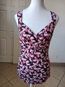 White House Black Market Damen ärmelloses Top rosa schwarz Blumen Small Y2K 90er - Bild 1 von 12