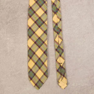 Vintage Checked Wool Tie Beige Kenneth Gordon - Picture 1 of 6