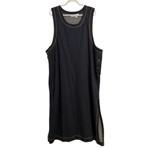 Newport News Jeanology Collection NEW VTG Denim Jumper Sleeveless Maxi Dress 3X - Picture 1 of 7