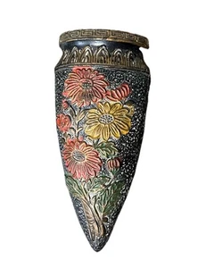 Vintage Tokanabe Japanese Pottery Wall Pocket Flower 6.5” Ceramic Vase - Picture 1 of 8