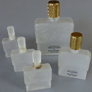 Lot 5 Vintage Creation LALIQUE Perfume Bottles MOLINARD Paris 3" - 5" * Empty - Picture 1 of 7
