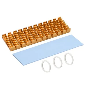M.2 Aluminum Heatsink Kit 70x22x6mm Slotted Design Gold w Silicone Thermal Pads - Afbeelding 1 van 4