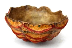 Vintage Indian Rare Handmade lacquer Painted Paper Mache Fruit Bowl. G72-27 - Picture 1 of 7