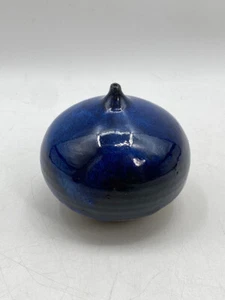 * BLAUE VASE KOBALT MID CENTURY SIGNIERT KERAMIK SCANDI 60ER VINTAGE DESIGN - Bild 1 von 13