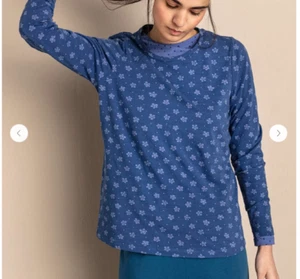 GUDRUN SJODEN PYTTE sz 2XL top Long Sleeve STRETCH Cotton Blouse floral blue XXL - Picture 1 of 5