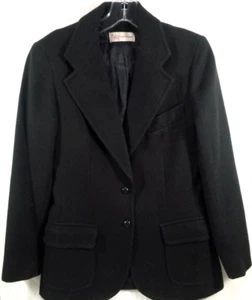 Evan Picone-Womens Vintage Classic Wool Blazer Jacket-Black-Medium Petite - Picture 1 of 9