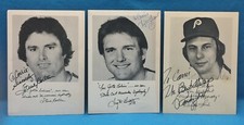 TUG McGRAW, RANDY LERCH, STEVE CARLTON- SIGNED PHOTO CARDS PHILADELPHIA PHILLIES