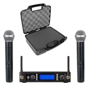 UHF Dual Wireless Microphone System for AKG Samson Vocal Mics with Carrying Case - Picture 1 of 3