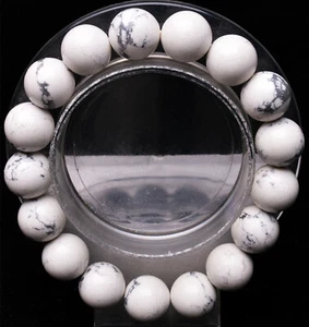 Braccialetto perle tonde pietre preziose turchese bianco naturale 12 mm AAA - Foto 1 di 6