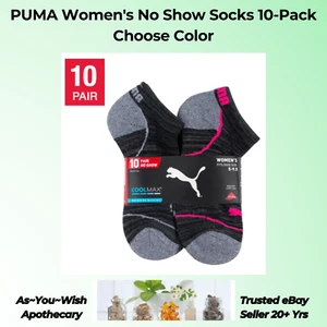 PUMA Women’s No Show Socks 10 pk Shoe Size 5–9.5 Arch Support Cushioned Athletic - Picture 1 of 11