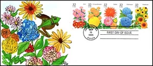 Scott 2997a 32 Cents Garden Flowers Pane Melissa Fox Hand Painted FDC 3 Of 6 - Picture 1 of 2