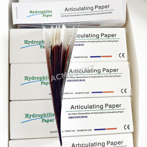 Dental Articulating Paper Occlusal Record Hydrophilic Bar Blue Red 1~50Box