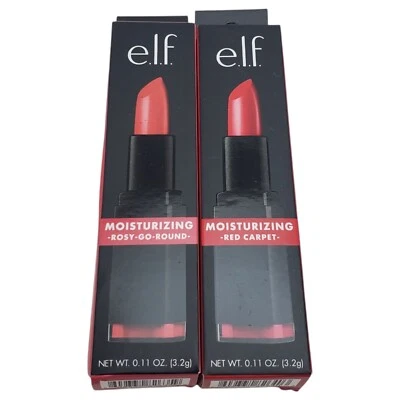 e.l.f. Moisturizing Lipstick Duo Rosy-Go-Round & Red Carpet - Full Size 0.11 oz - Image 1 of 4