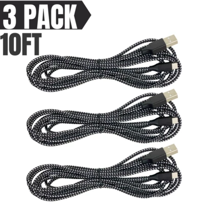 Paquete de 3 cables de carga rápida de 10 pies para iPhone 12 11 Pro Max XR 7 6 USB cable de carga Foto 1 de 4